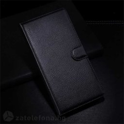 Кожен калъф тип портмоне за Sony Xperia C3/C3 Dual - черен