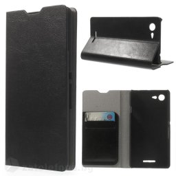 Тънък кожен калъф за Sony Xperia E3 – черен