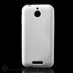 Силиконов калъф за HTC Desire 510 със S-образен дизайн - бял