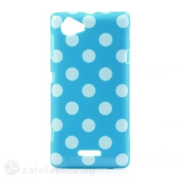 Силиконов калъф за Sony Xperia L на точки - син
