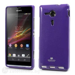 Гланциран силиконов калъф марка Mercury с лъскави частици за Sony Xperia SP – лилав
