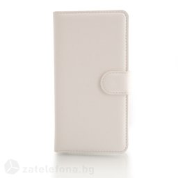 Кожен калъф тип портмоне за LG G3 S - бял