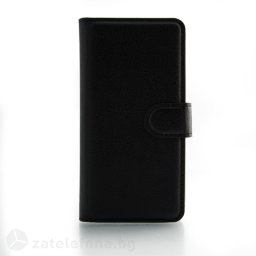 Кожен калъф тип портмоне с кръгло капаче за LG G2 mini - черен