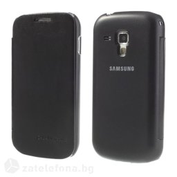 Тънък кожен калъф страничен flip за Samsung Galaxy S Duos 2 – черен