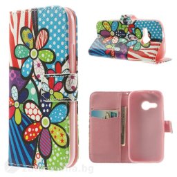 Калъф страничен флип за HTC One mini 2 - шарени цветя