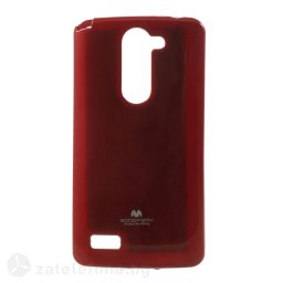 Гланциран силиконов калъф марка Mercury с лъскави частици за LG L Bello – червен