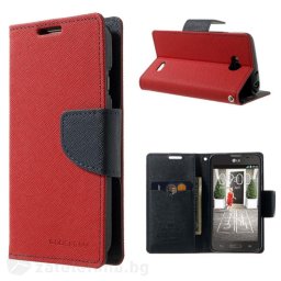 Калъф страничен флип модел GOOSPERY, марка Mercury за LG L70 D320 One SIM - червен