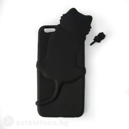 Силиконов калъф Hello Deere с котка за iPhone 6 Plus - черен