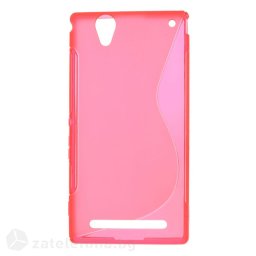 Силиконов калъф за Sony Xperia T2 Ultra със S-образен дизайн - ярко розов