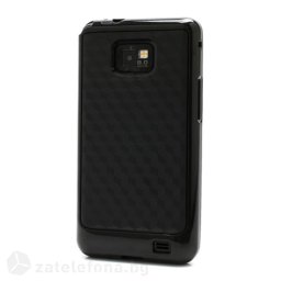 Силиконов калъф с ромбоидна шарка за Samsung Galaxy S2 - черен