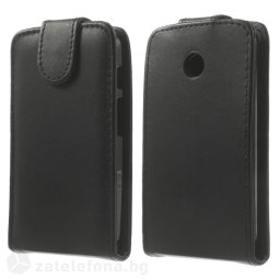 Кожен калъф flip за Motorola Moto E - черен
