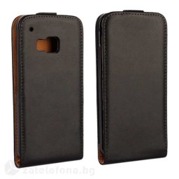 Кожен калъф flip за HTC One M9 - черен