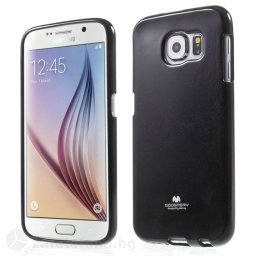 Гланциран силиконов калъф марка Mercury с лъскави частици за Samsung Galaxy S6 – черен