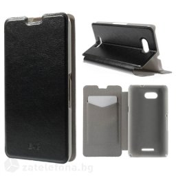 Тънък калъф страничен flip за Sony Xperia E4g – черен
