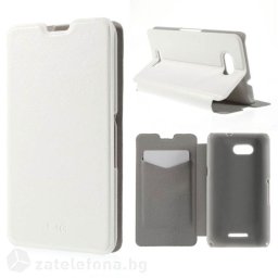 Тънък калъф страничен flip за Sony Xperia E4g – бял