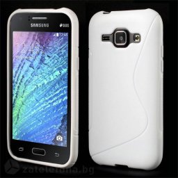 Силиконов калъф за Samsung Galaxy J1 със S-образен дизайн - бял