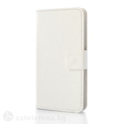Кожен калъф страничен флип с гладка кожа за Huawei Ascend P8 – бял