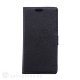 Кожен калъф тип портмоне за Alcatel One Touch Idol 3, 4.7 инча - черен