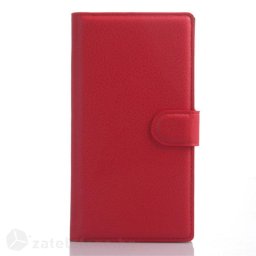 Кожен калъф тип портмоне с кръгло капаче за Lenovo Vibe Z2 - червен
