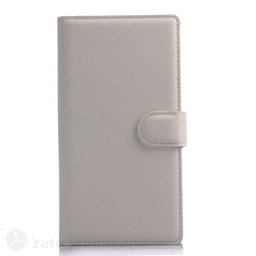 Кожен калъф тип портмоне с кръгло капаче за Lenovo Vibe Z2 - бял