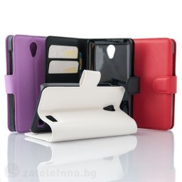 Кожен калъф тип портмоне с кръгло капаче за Lenovo A319