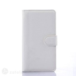Кожен калъф тип портмоне с кръгло капаче за Lenovo A536 - бял