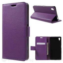Кожен калъф тип портмоне за Sony Xperia Z5 - лилав