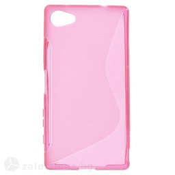 Силиконов калъф за Sony Xperia Z5 Compact със S-образен дизайн - ярко розов