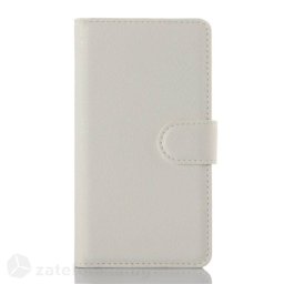 Кожен калъф тип портмоне с кръгло капаче за Lenovo A2010 - бял