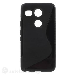 Силиконов калъф за LG Nexus 5X със S-образен дизайн - черен