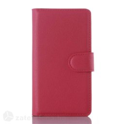 Кожен калъф тип портмоне с кръгло капаче за Lenovo A2010 - ярко розов