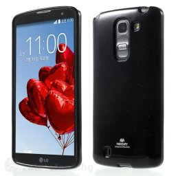Гланциран силиконов калъф марка Mercury с лъскави частици за LG Optimus G Pro 2 – черен