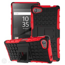 Двупластов калъф със стойка за Sony Xperia Z5 Compact - червен