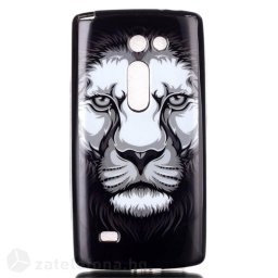 Гланциран силиконов калъф за LG Leon - черен с лъв