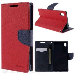 Калъф страничен флип модел GOOSPERY, марка Mercury за Sony Xperia Z5 - червен