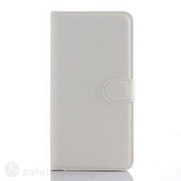 Кожен калъф тип портмоне с кръгло капаче за HTC Desire 728/728G - бял