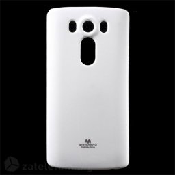 Гланциран силиконов калъф марка Mercury с лъскави частици за LG V10 – бял