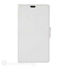 Кожен калъф тип портмоне за Lenovo Vibe P1 - бял