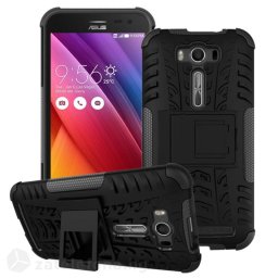 Двупластов калъф със стойка за Asus Zenfone 2 Laser ZE500KL - черен