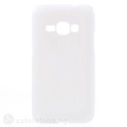 Гланциран силиконов калъф за Samsung Galaxy J1 2016 - бял