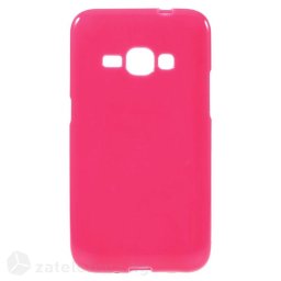Гланциран силиконов калъф за Samsung Galaxy J1 2016 - ярко розов