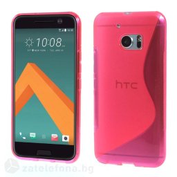 Силиконов калъф за HTC 10 със S-образен дизайн - ярко розов