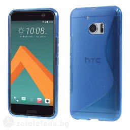 Силиконов калъф за HTC 10 със S-образен дизайн - син