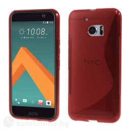 Силиконов калъф за HTC 10 със S-образен дизайн - червен