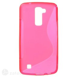 Силиконов калъф за LG K10 със S-образен дизайн - ярко розов