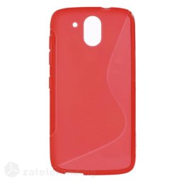 Силиконов калъф за HTC Desire 526g със S-образен дизайн - червен