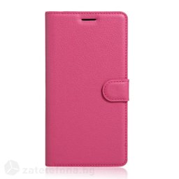 Кожен калъф тип портмоне с кръгло капаче за Sony Xperia XA Ultra - ярко розов