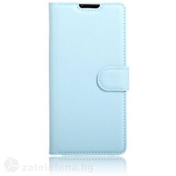 Кожен калъф тип портмоне с кръгло капаче за Sony Xperia E5 - светло син