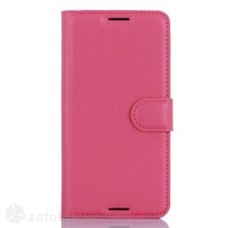 Кожен калъф тип портмоне с кръгло капаче за HTC Desire 530/630 - розов