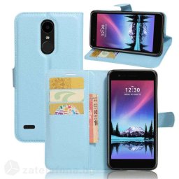 Кожен калъф тип портмоне за LG K10 2017 - син